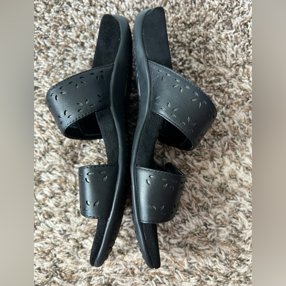 Vionic Black Leather Velcro Adjustable Randi Two … - image 3